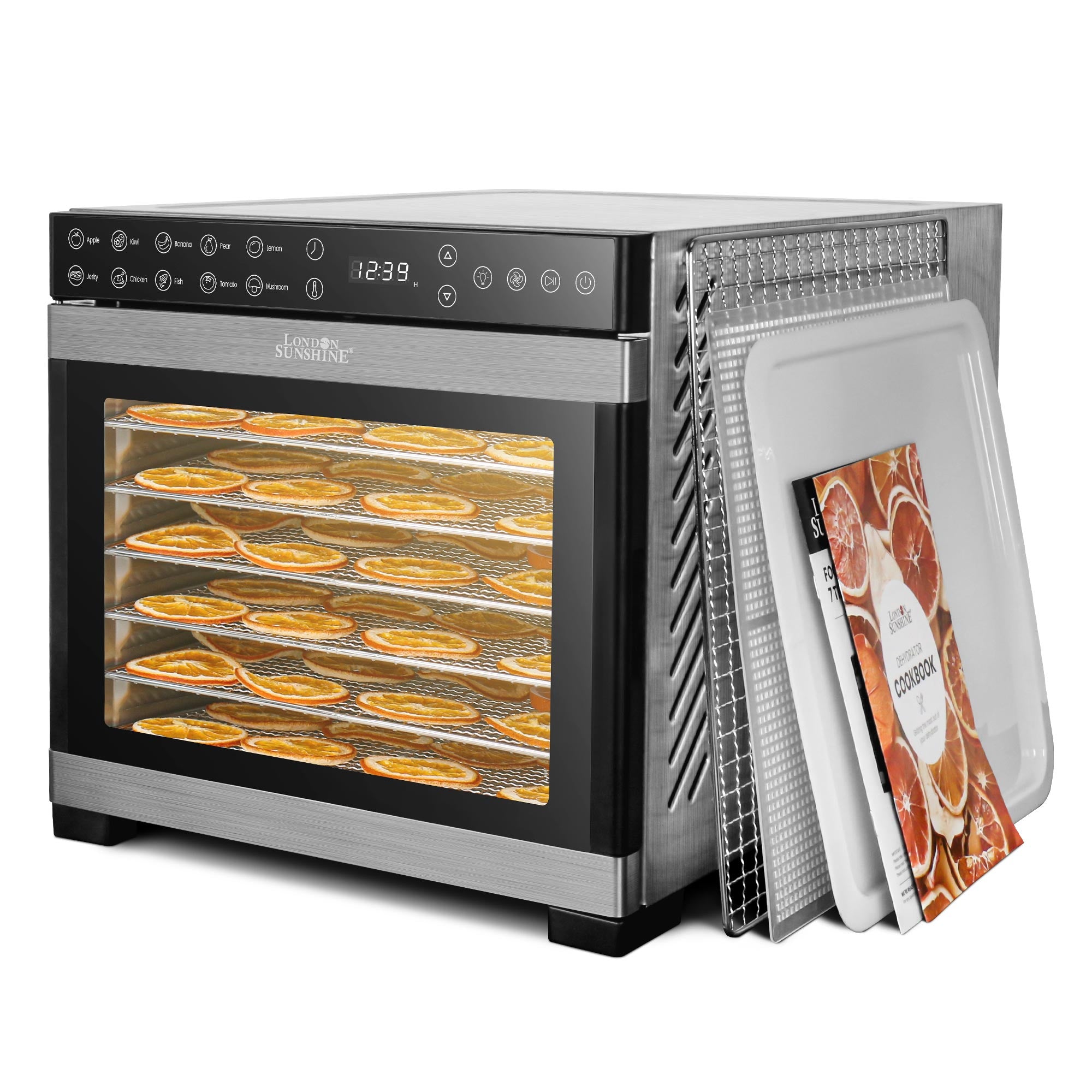 Food Dehydrator- 7 Stainless Steel Trays (6.5ft²) + 7 Fine Mesh, 10 Presets