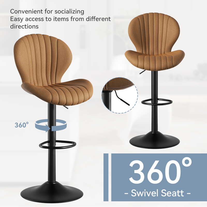 Set of 2 Modern Swivel Bar Stools - Counter Height with High Backrest, Easy Assembly for Kitchen - FU01023