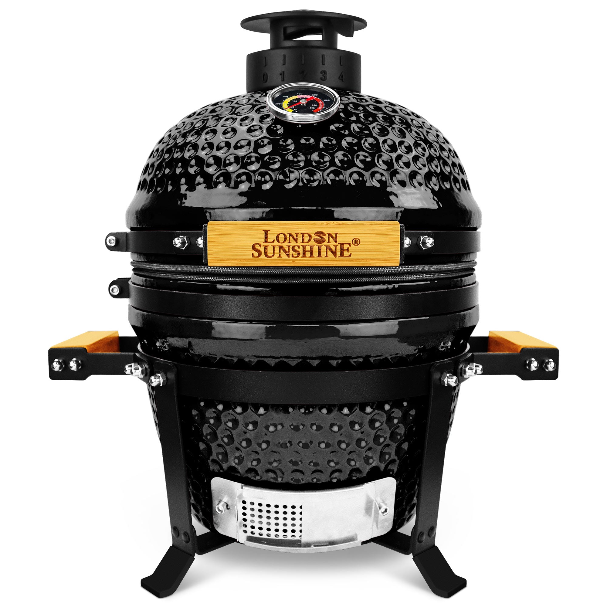 Upgraded 13 inch Ceramic Kamado Grill with Waterproof Air Vent Cap | Portable Tabletop Charcoal BBQ Grill Smoker for Outdoor Cooking, Patio, Camping