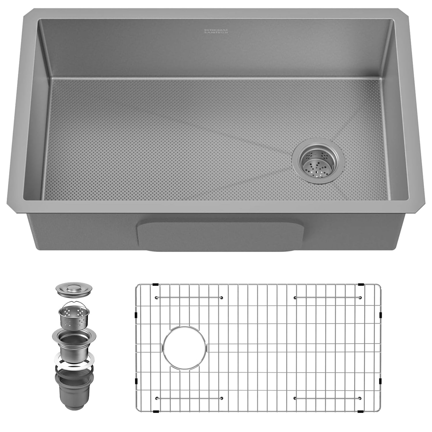 32 Inch Undermount Kitchen Sink, 304 Stainless Steel with Nano Coating, Single Bowl, Modern Design for Workstation, RV, Prep Kitchen & Bar, Drain Assembly Included, 32x19 Inch