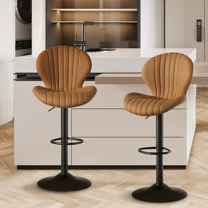 Set of 2 Modern Swivel Bar Stools - Counter Height with High Backrest, Easy Assembly for Kitchen - FU01023